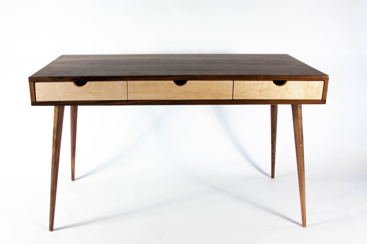 Black Walnut Office Desk with Maple Wood Drawers
