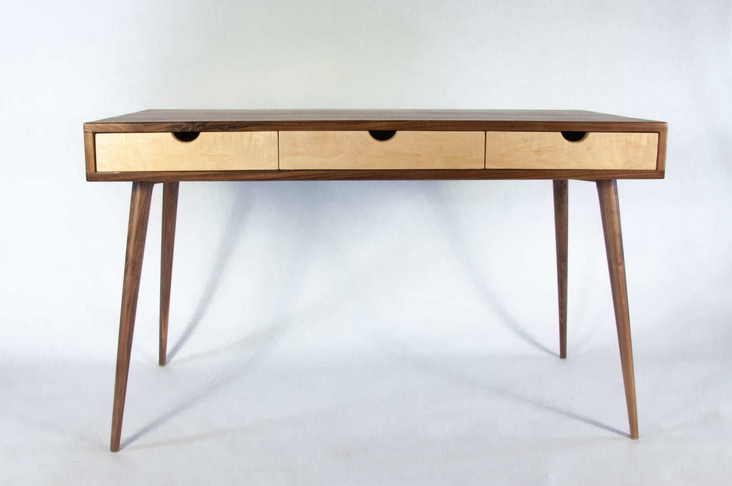 Black Walnut Office Desk with Maple Wood Drawers