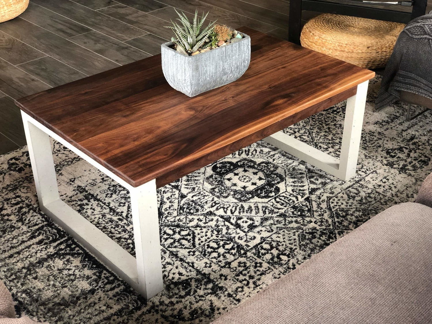 La Regis - Black Walnut & Concrete Legs Coffee Table