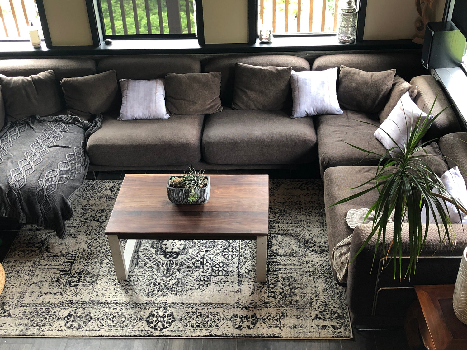 Concrete & Wood Coffee Table and Side Tables Set - Living Room Set