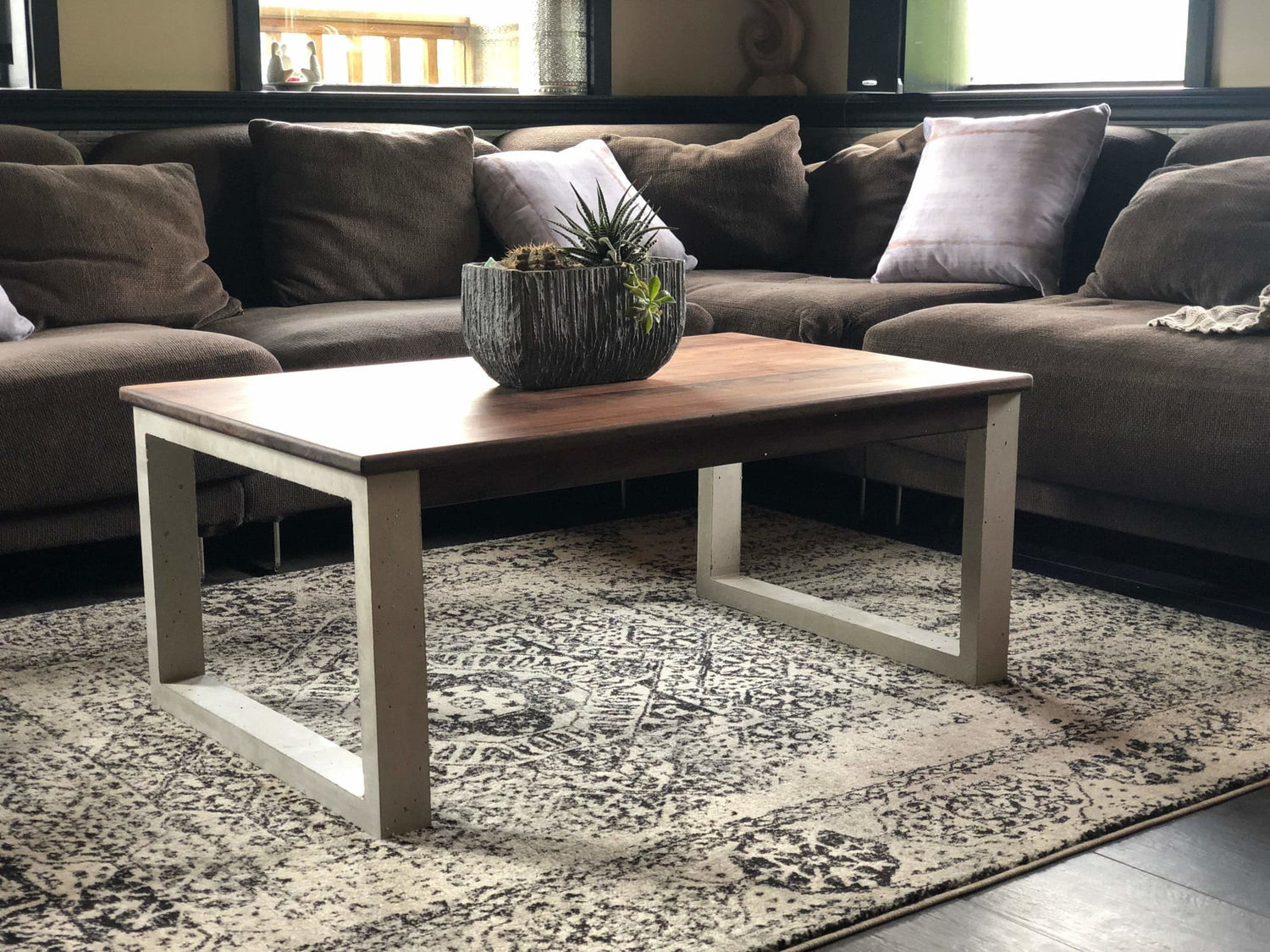 La Regis - Black Walnut & Concrete Legs Coffee Table