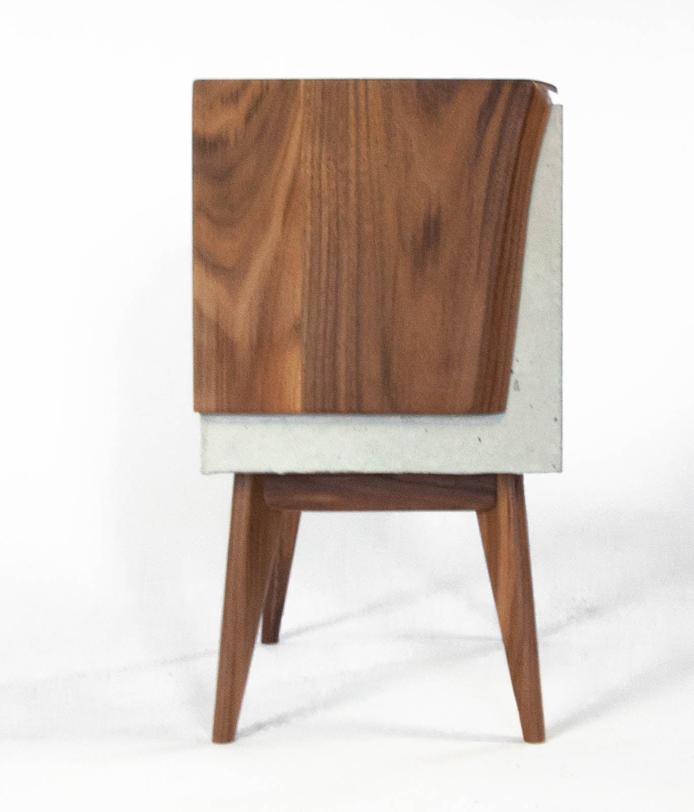 Live edge solid wood & concrete end table mid-century legs