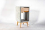Concrete Box & Live Edge Maple Wood Drawer Nightstand