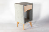 Concrete Box & Live Edge Maple Wood Drawer Nightstand