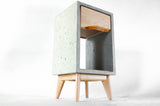 Concrete Box & Live Edge Maple Wood Drawer Nightstand