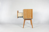 Half n' Half - Concrete & Live Edge Cherry Wood with Drawer Mid-Century Bed Side Table