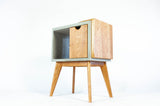 Half n' Half - Concrete & Live Edge Cherry Wood with Drawer Mid-Century Bed Side Table