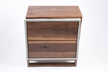 Concrete and Walnut wood nightstand