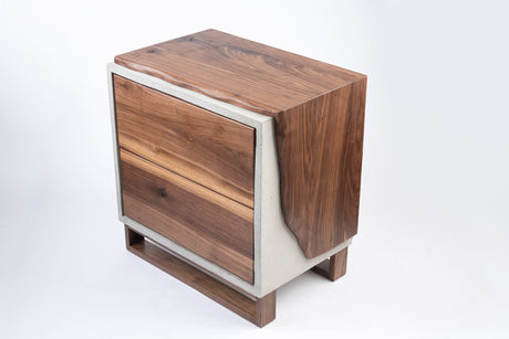 Concrete and Walnut wood nightstand