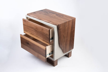 Concrete and Walnut wood nightstand