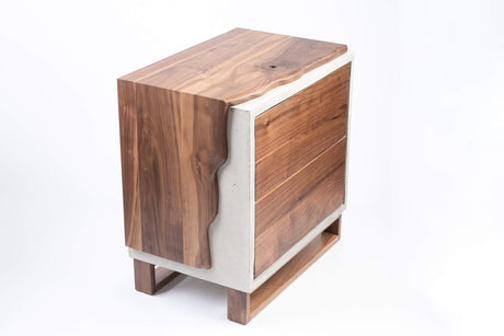 Concrete and Walnut wood nightstand