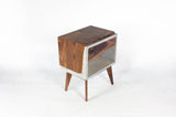 Tall Dwarf Solid Walnut Live Edge & Concrete Nightstand with Drawer