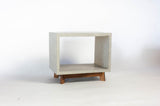 Concrete Cube & Small Wood Legs End Table