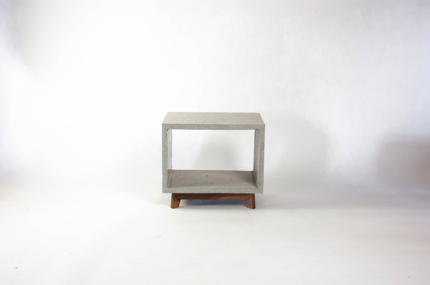 Concrete Cube & Small Wood Legs End Table