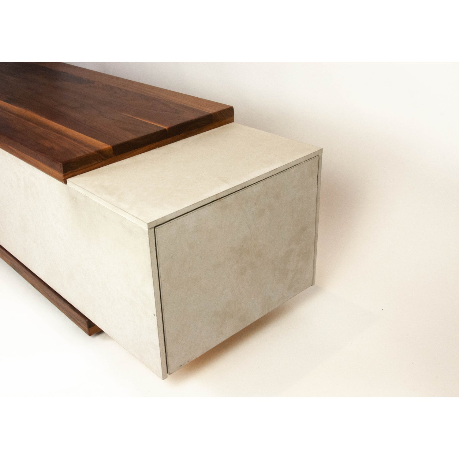 Concrete and Wood Coffee Table or TV Stand with Hidden Drawer
