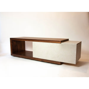 Concrete and Wood Coffee Table or TV Stand with Hidden Drawer