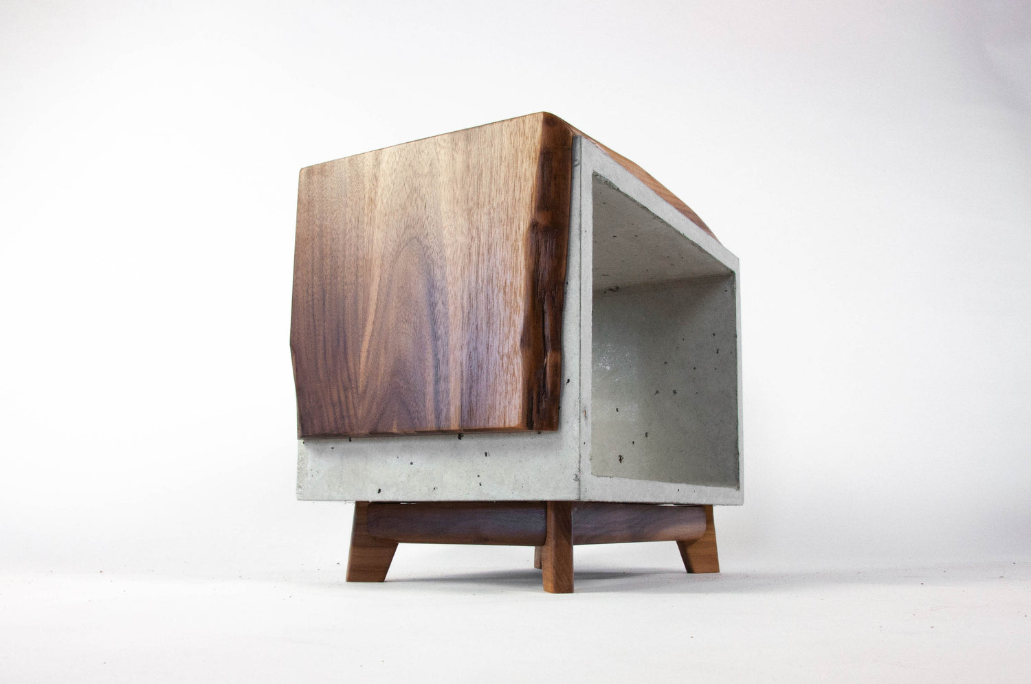 Live Edge Walnut & Concrete End Table with Short Legs