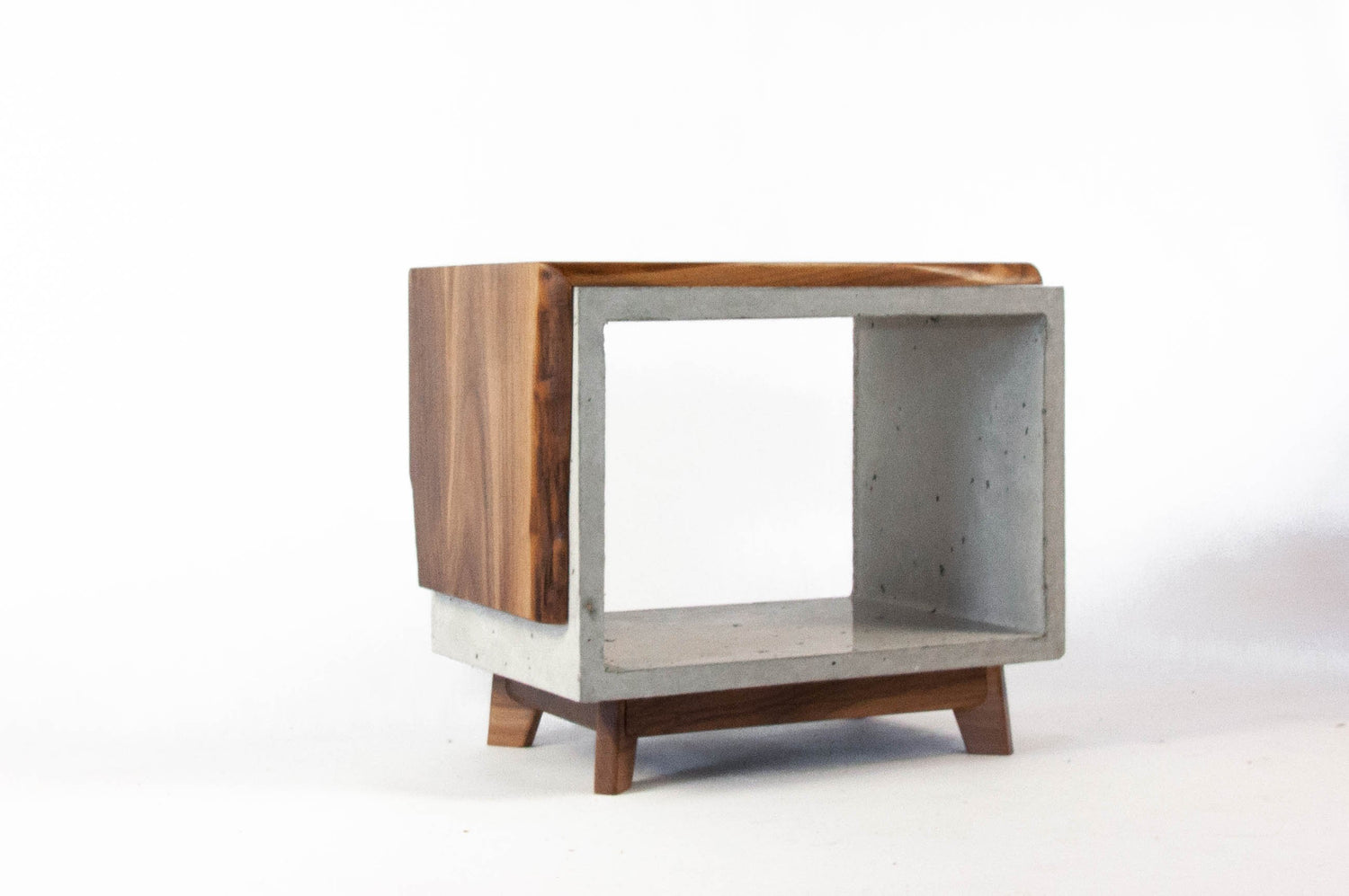 Live Edge Walnut & Concrete End Table with Short Legs