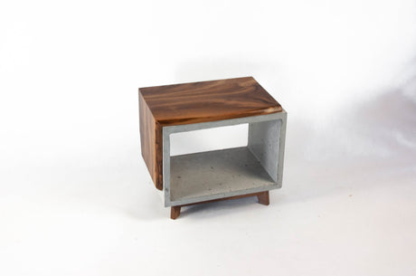 Live Edge Walnut & Concrete End Table with Short Legs