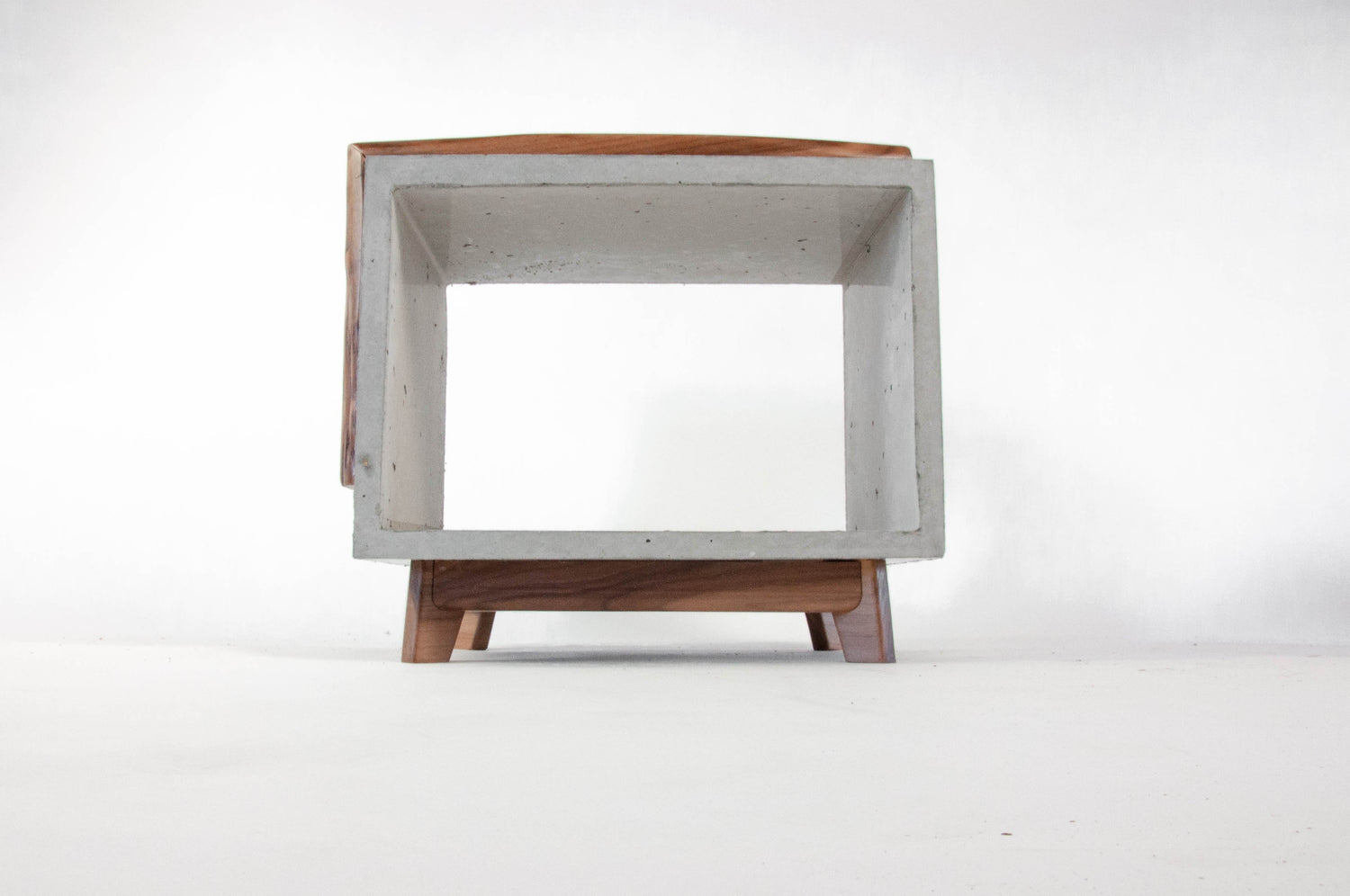 Live Edge Walnut & Concrete End Table with Short Legs