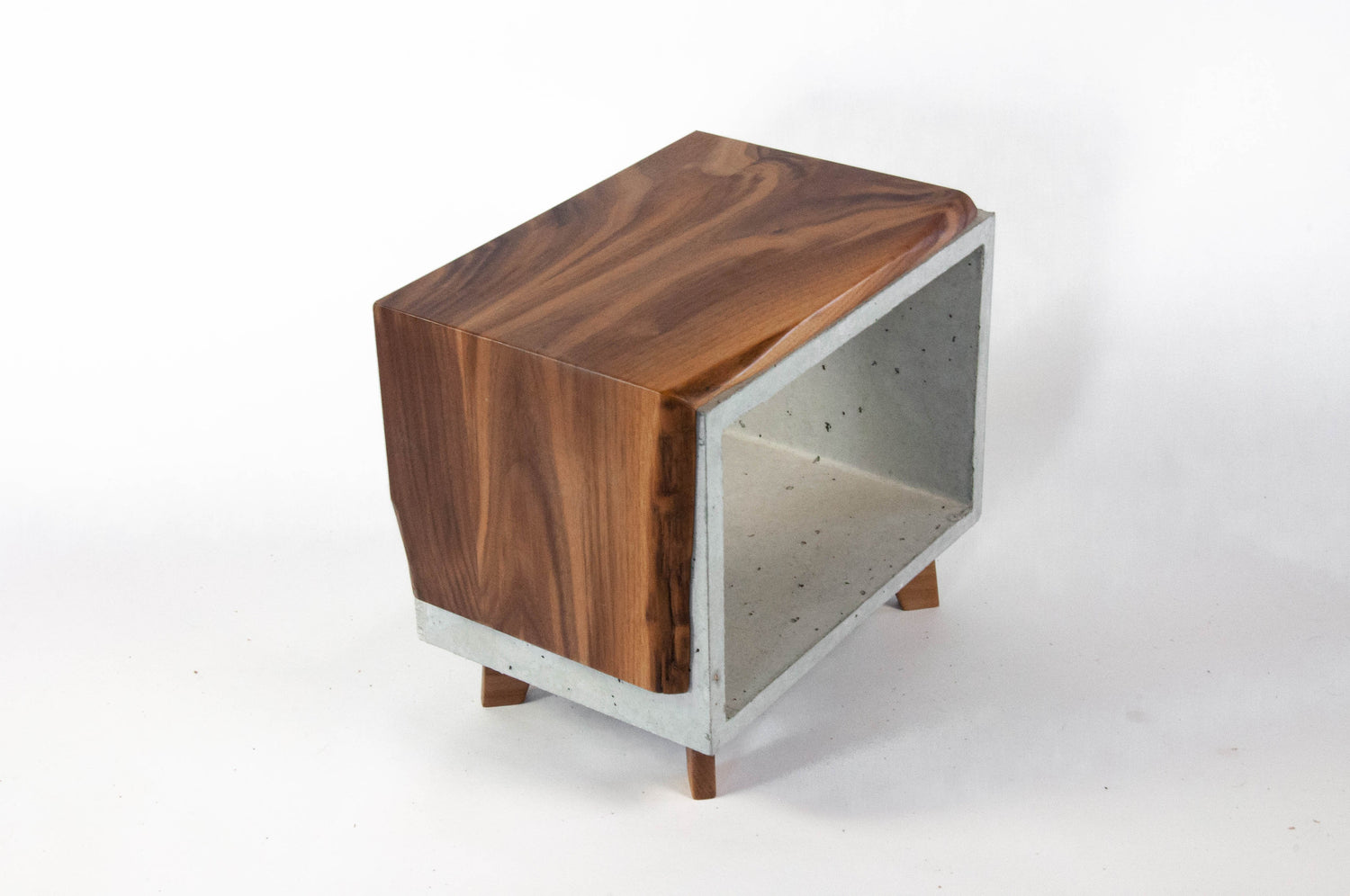 Live Edge Walnut & Concrete End Table with Short Legs