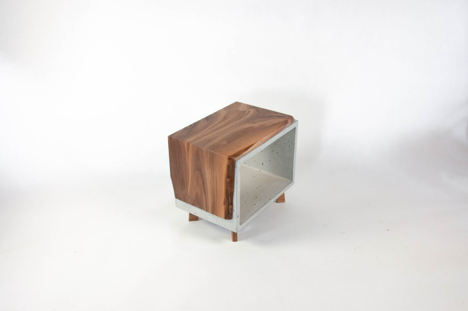 Live Edge Walnut & Concrete End Table with Short Legs