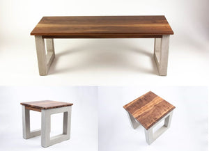 Coffee and Side Tables Set - Concrete and Wood - Living Room Set