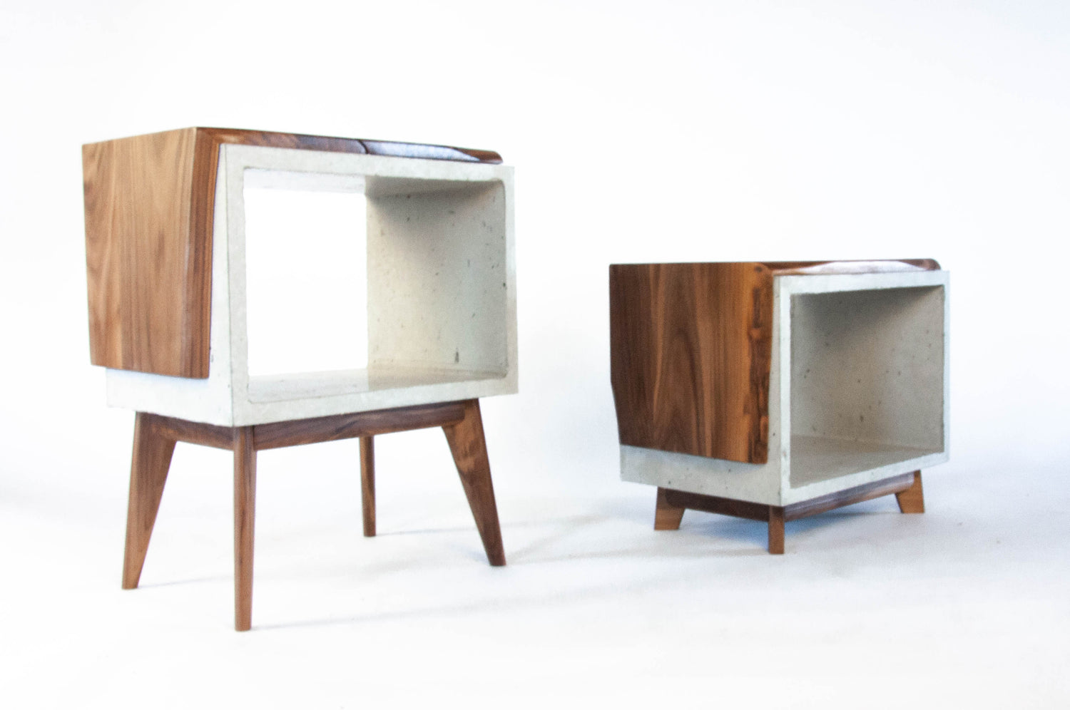 Tall Dwarf Live Edge Solid Wood & Concrete End Table